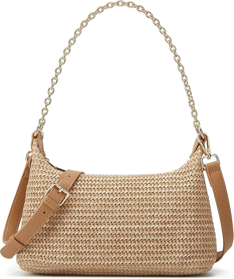 Women's Straw Woven Shoulder Bag Beach Purse Summer Vacation Tote Handbag | Amazon (US)