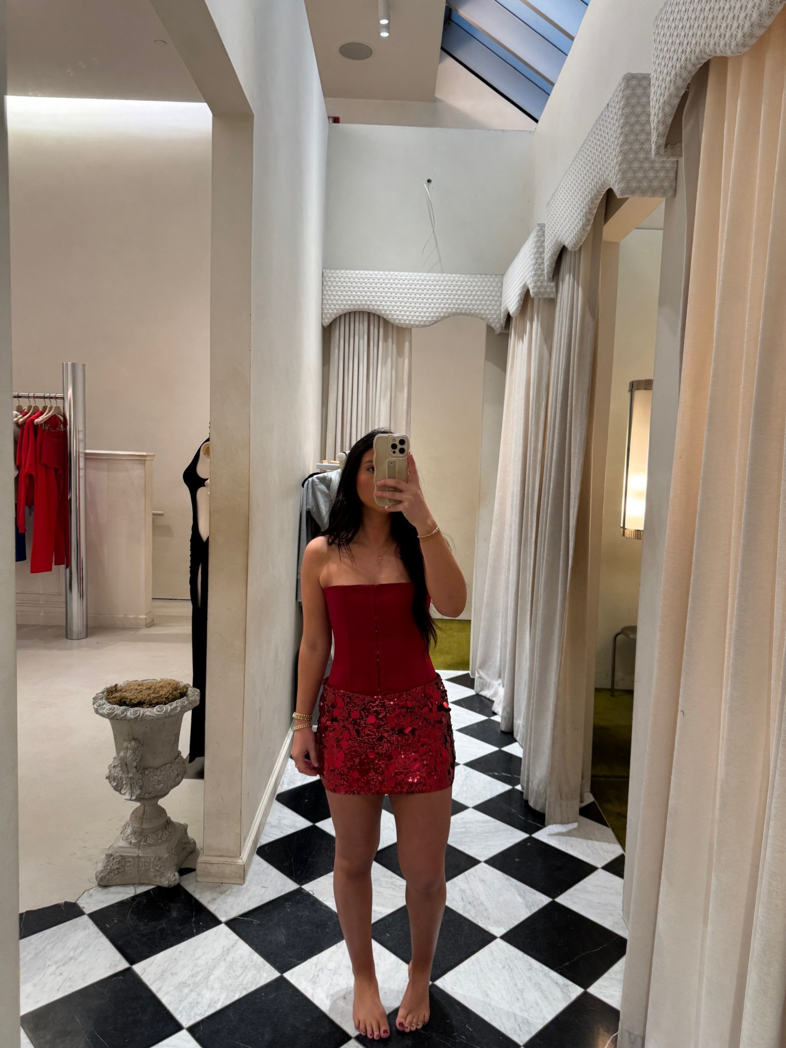 wearing the xs skirt and small top ❤️ 

Sequin skirt, corset top, red outfit, matching set 

#LTKSeasonal #LTKValentine #LTKPetite