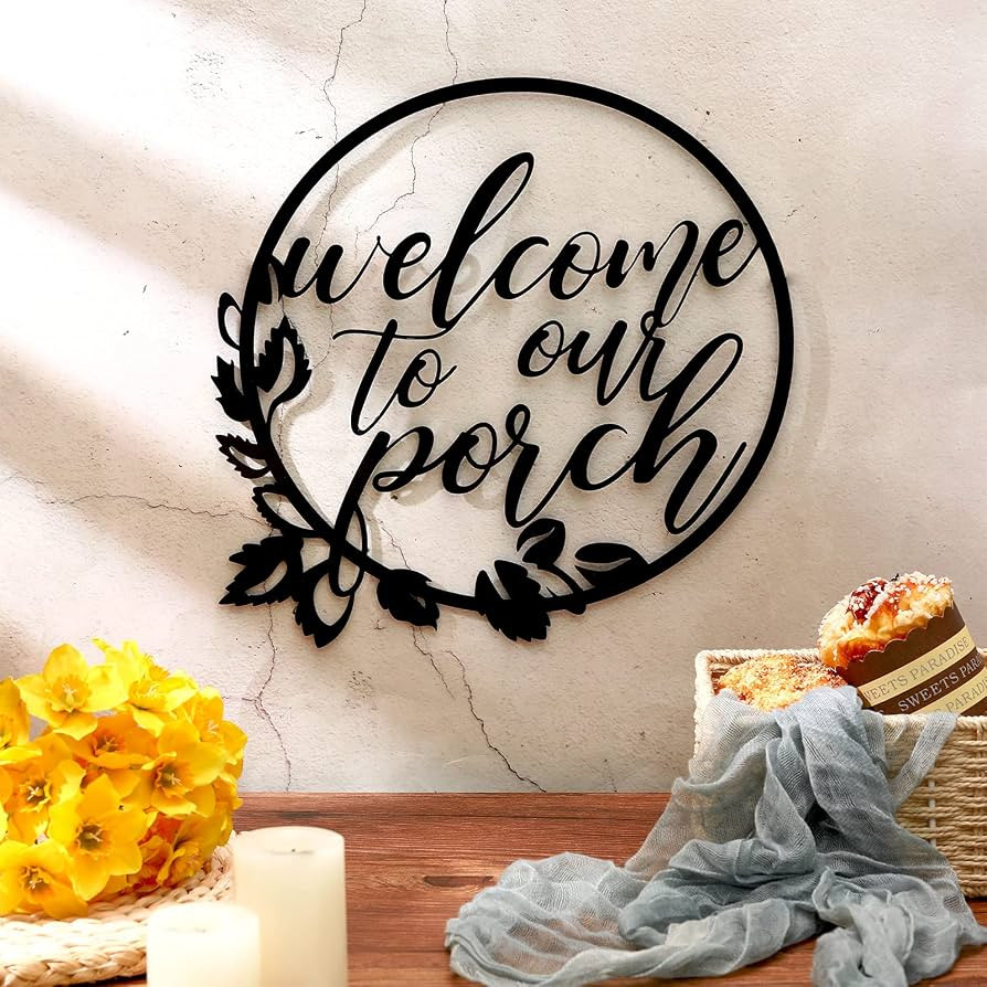 Hotop Welcome to Our Porch Metal Sign Black 11.8 Inch Wall Hanging Decor for Kitchen Farmhouse Ho... | Amazon (US)
