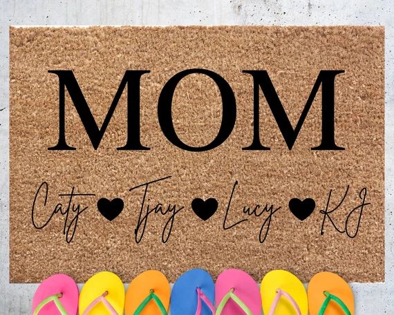 Mothers Day Gift, Kids names Gift for Mom, Personalized Mothers day Gift, Mothers day Doormat, Do... | Etsy (US)