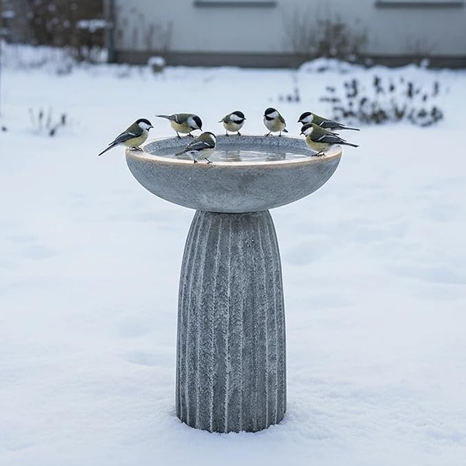 SunJet Modern Bird Bath, 24.4inches Height Fibre-Reinforced Concrete Birdbath with Textured Pedes... | Amazon (US)