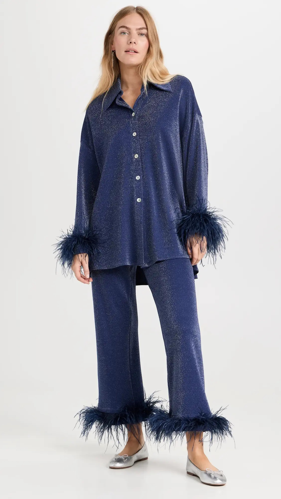 Sleeper Cosmos Oversized Metallic Jersey Pajama Set | Shopbop | Shopbop