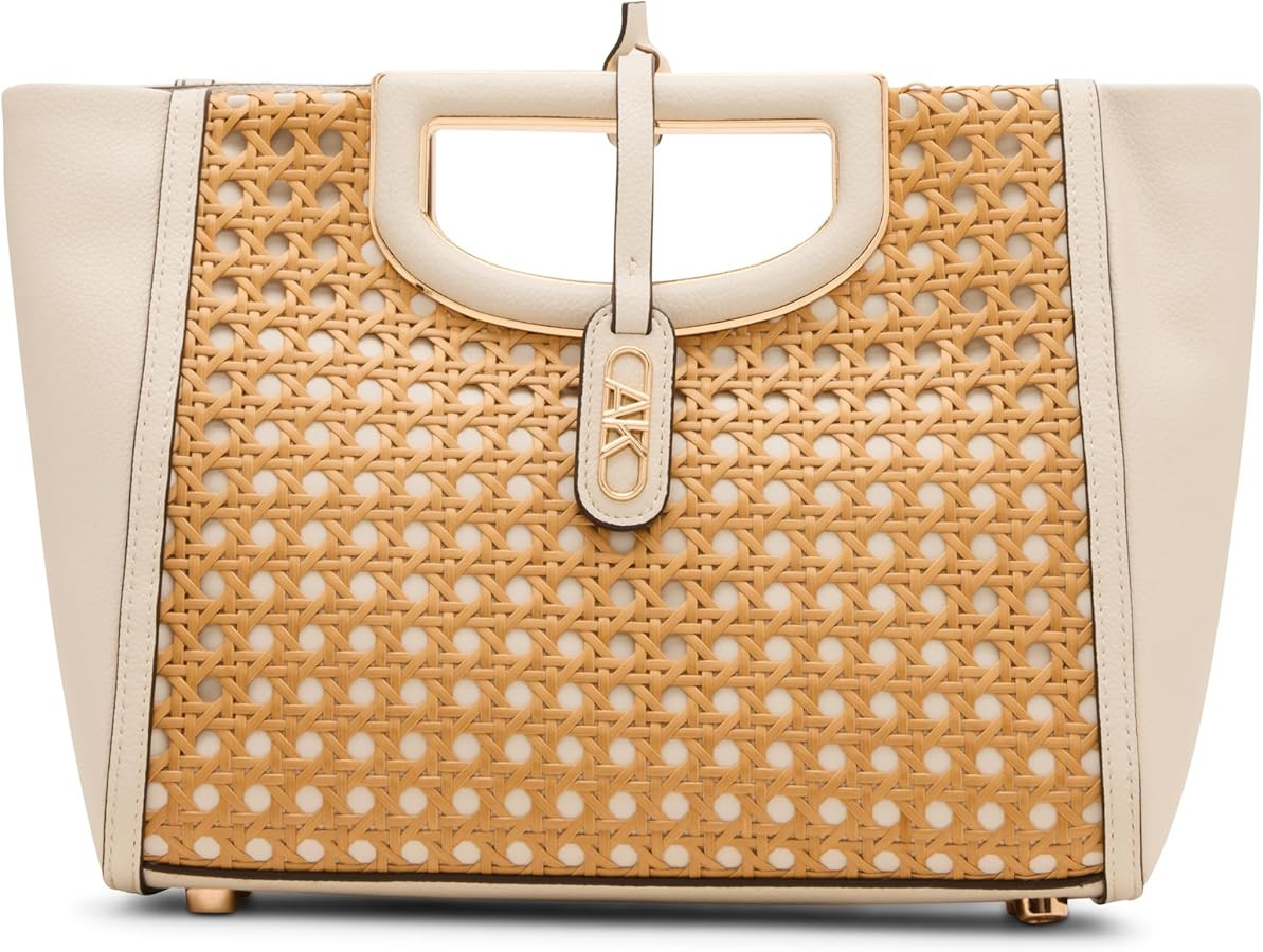 Anne Klein womens Anne Klein Womens Caning Cut-out Metal Satchel With Convertible Strap, Parchmen... | Amazon (US)