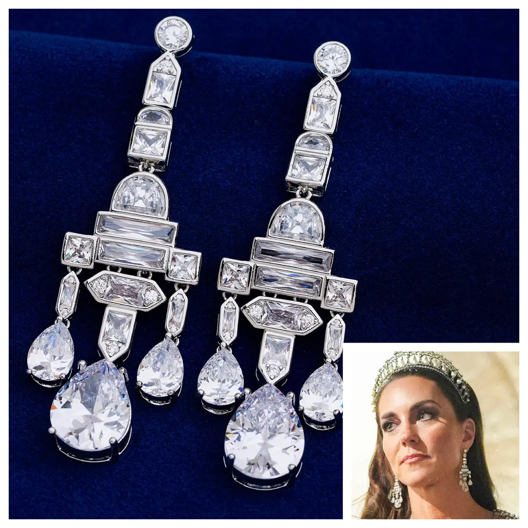 The Greville Chandelier Earrings Reproduction, FULL SIZE 7.7cm (3 Inches) With 5A Cubic Zirconia ... | Etsy (US)