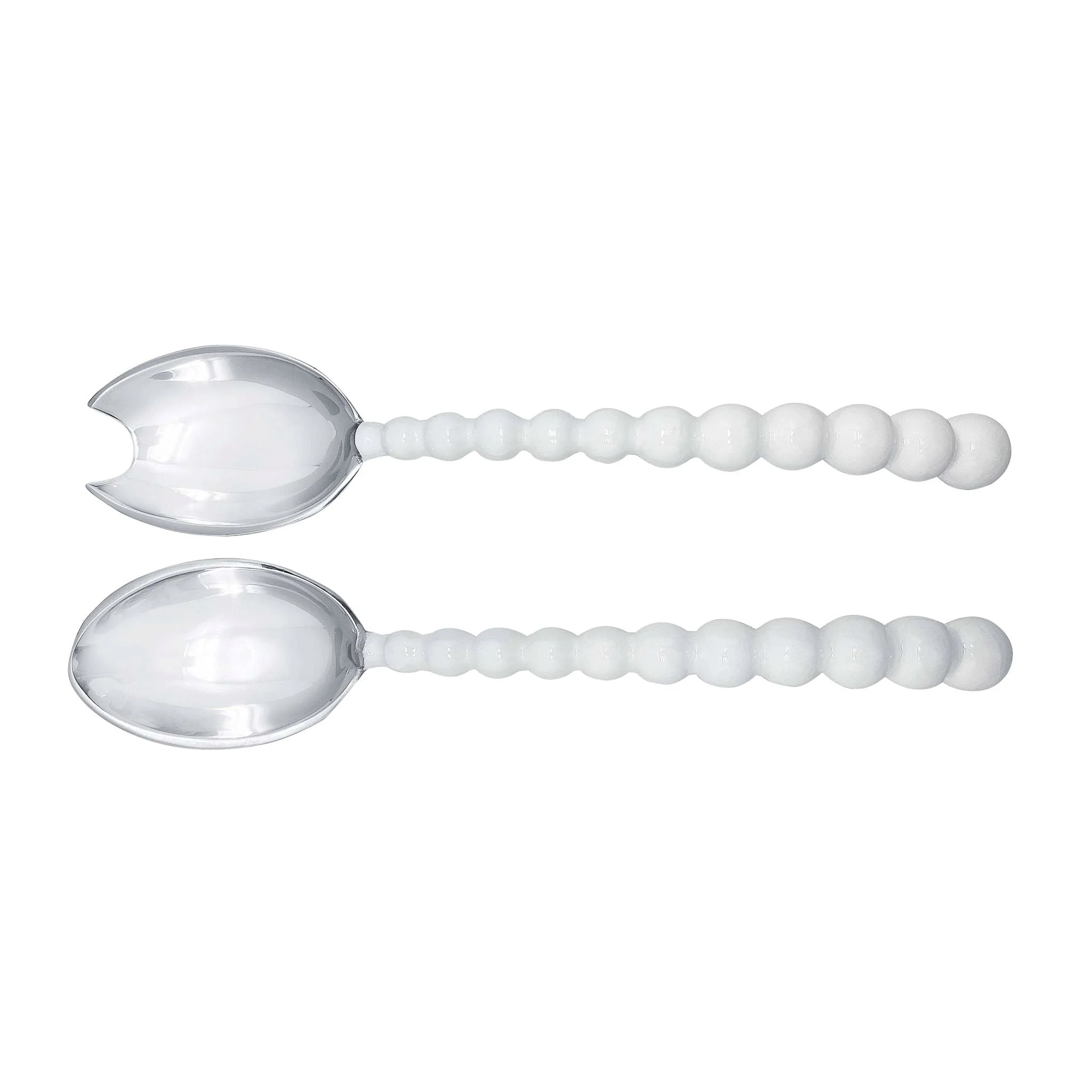 White Pearled Salad Servers | Mariposa