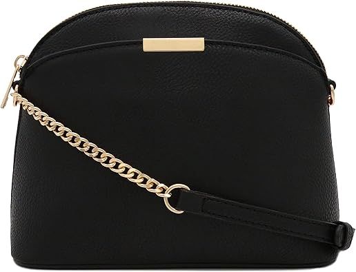 Faux Leather Small Dome Crossbody bag with Chain Strap | Amazon (US)