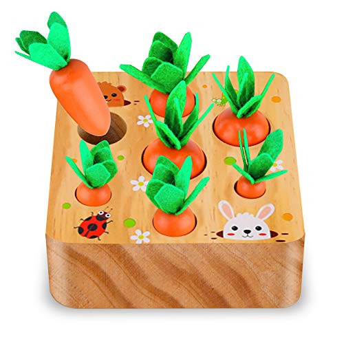 SKYFIELD Carrot Harvest Game Wooden Toy for Baby Boys and Girls 1 2 3 Year Old, Educational Shape... | Amazon (US)