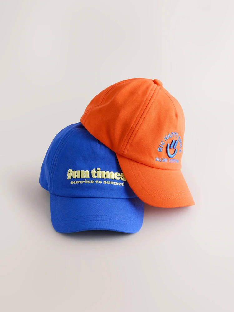 Blue/Orange Slogan Caps 2 Pack (1-13yrs) | Next US
