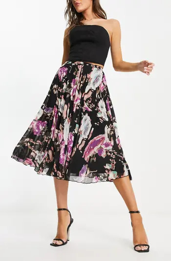 ASOS DESIGN Pleated Floral Skirt | Nordstrom | Nordstrom