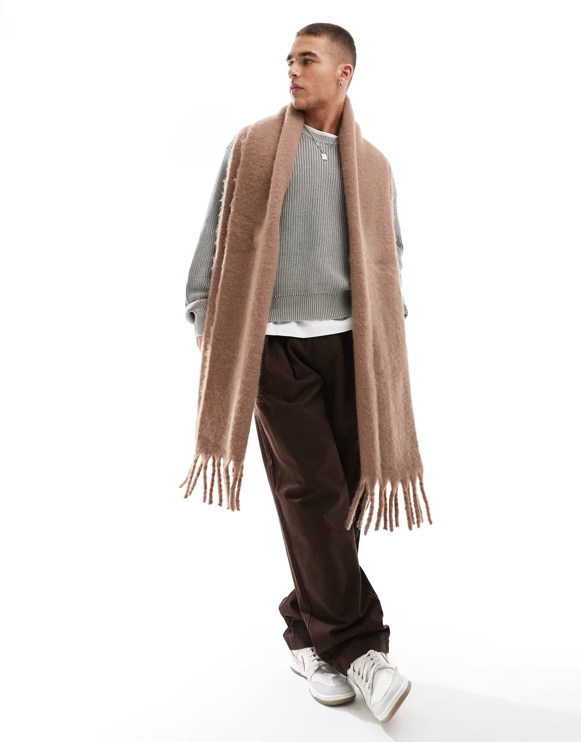 ASOS DESIGN fluffy blanket scarf in brown | ASOS | ASOS (Global)