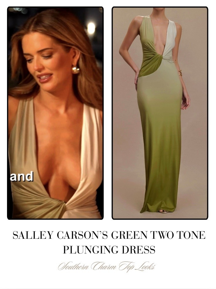 Salley Carson’s Green Two Tone Plunging Dress