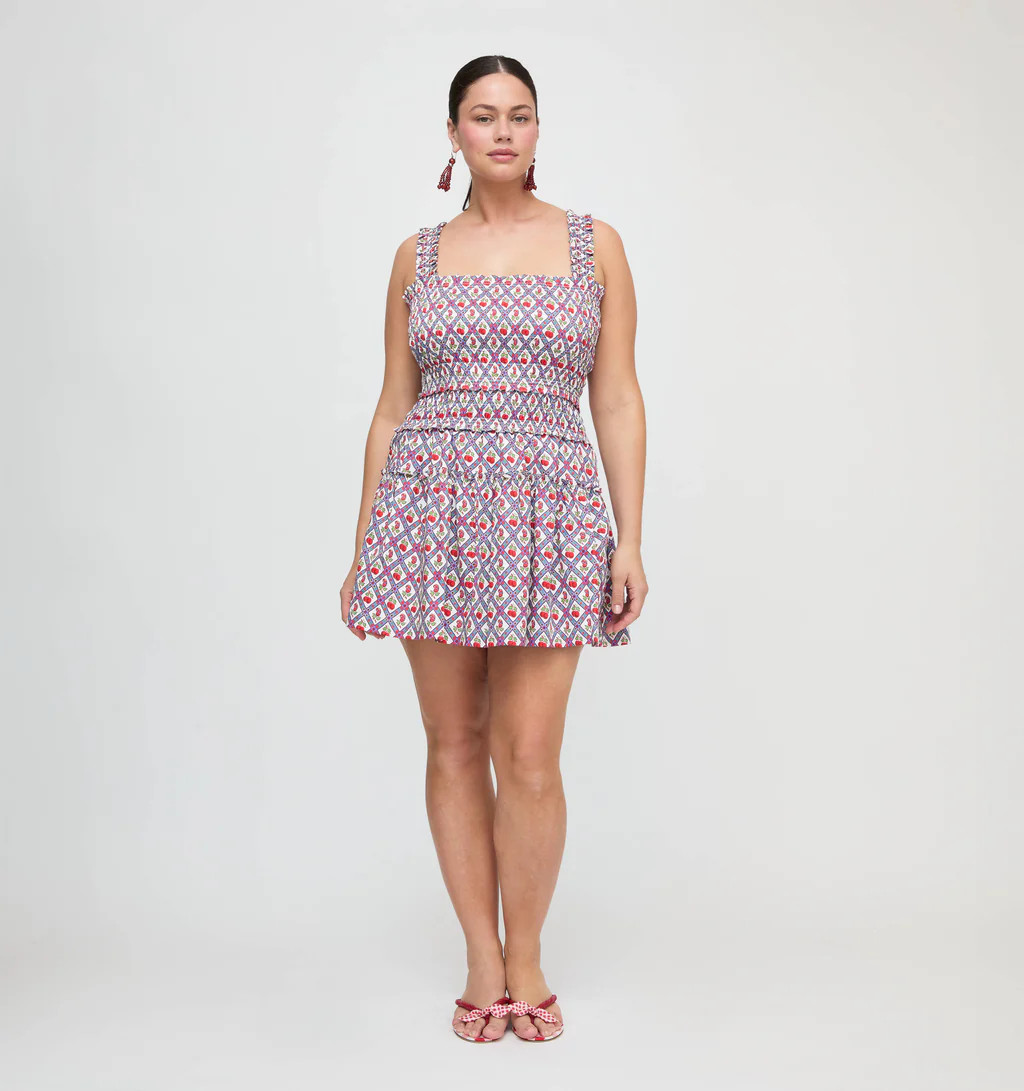 The Azalea Mini Nap Dress - Diamond Cherries Cherry Red | Hill House Home US