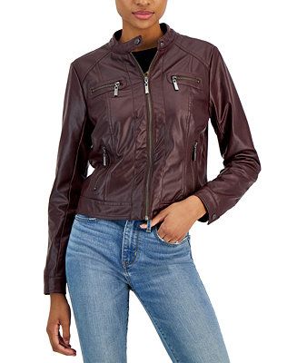 Juniors' Faux-Fur-Lined Moto Jacket | Macy's