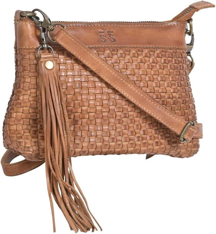 STS Ranchwear Womens Sweetgrass Grace Distressed Tan Leather Crossbody Bag | Amazon (US)