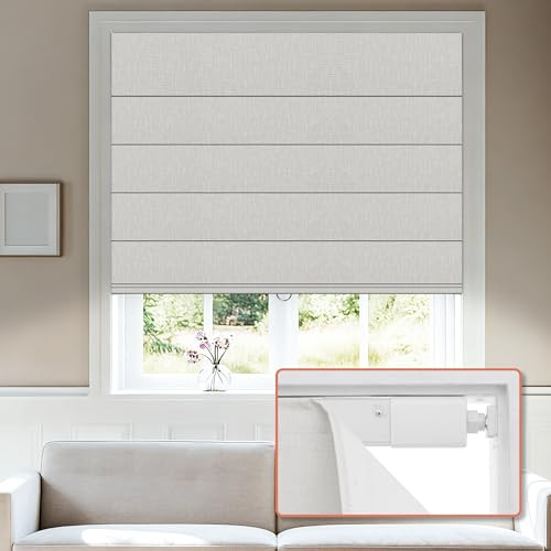 HOTSOON No Tools No Drill Roman Shades, Cordless Blackout Roman Blinds for Windows, Room Darkening Window Shades, Smooth Push & Pull, Easy to Install, White, Custom Size | Amazon (US)
