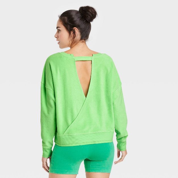 Women's Terry Cloth Open Back Pullover Sweatshirt - JoyLab™ | Target
