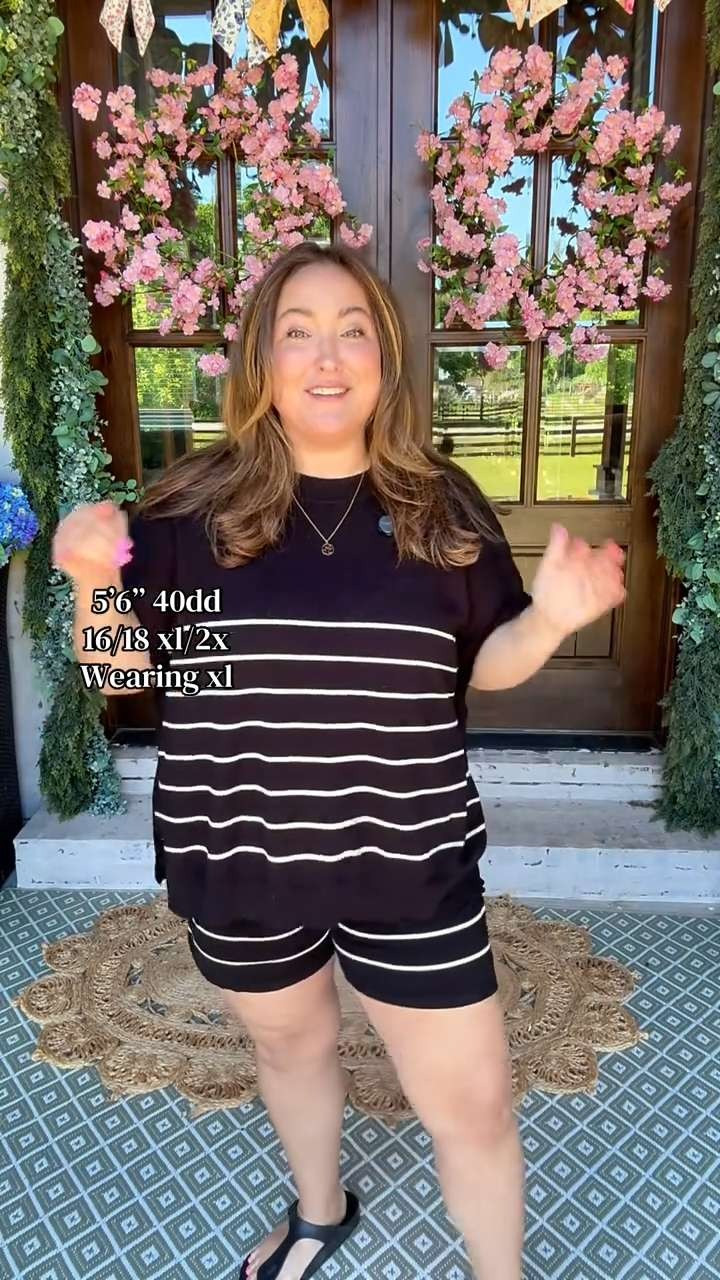 Oversized Striped 2 Piece Short Set, Spring and Summer Lounge Set, OOTD outfits ideas for plus size, women 2026 

 #LTKootd #LTKSaleAlert #LTKPlusSize