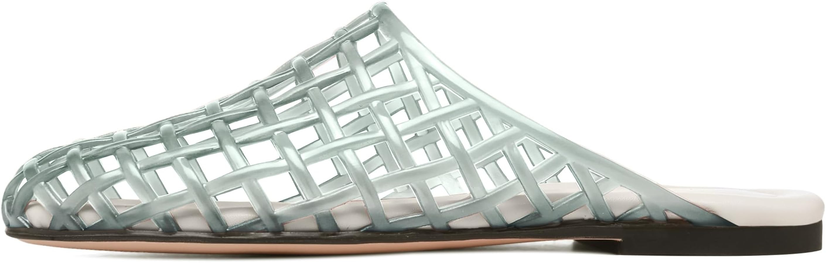 Clear Jelly Shoes for Women Slip on Jelly Mesh Slides Comfortable Closed Toe Flats Sandals Summer... | Amazon (US)