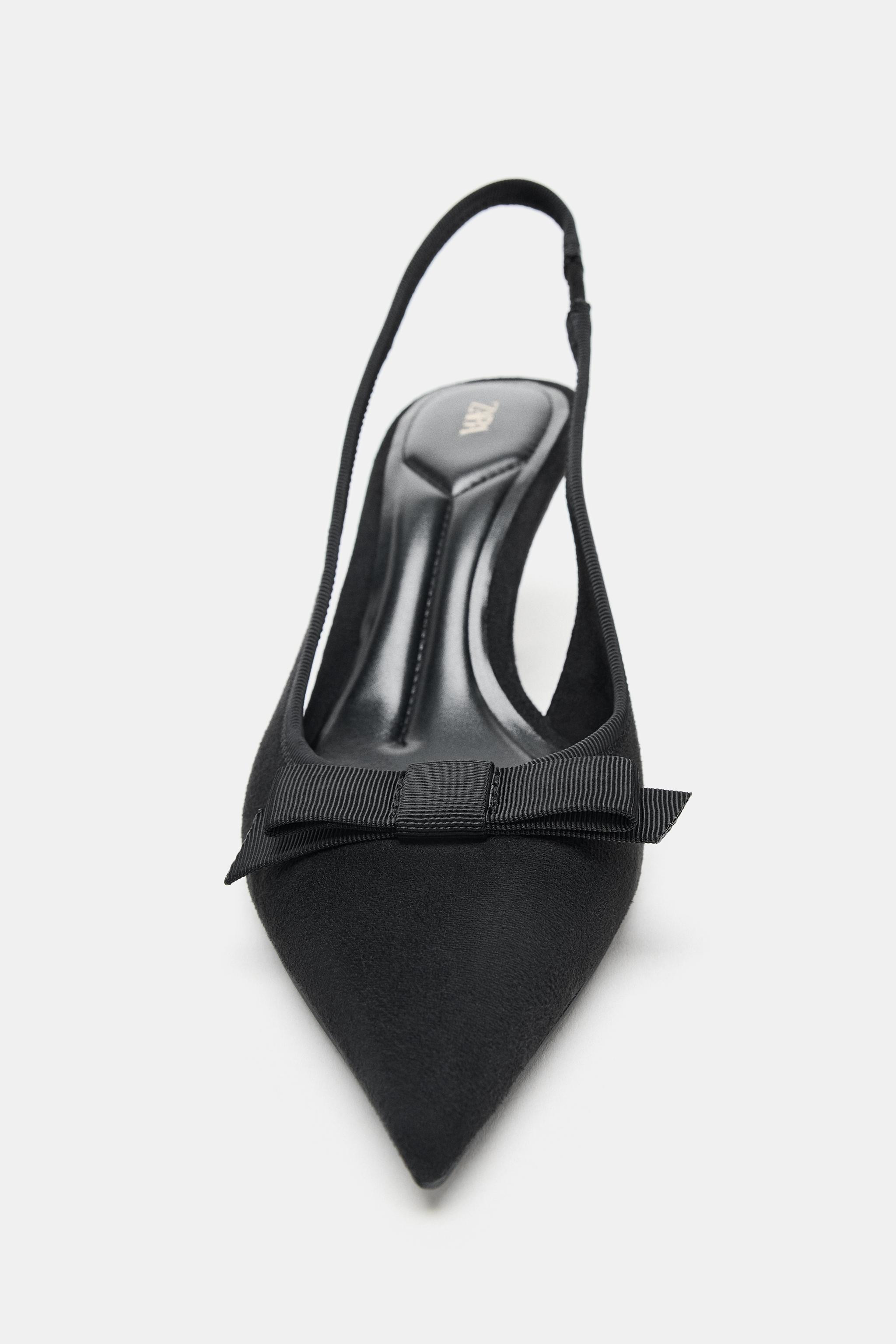 FABRIC SLINGBACK HEELS WITH BOW | Zara UK
