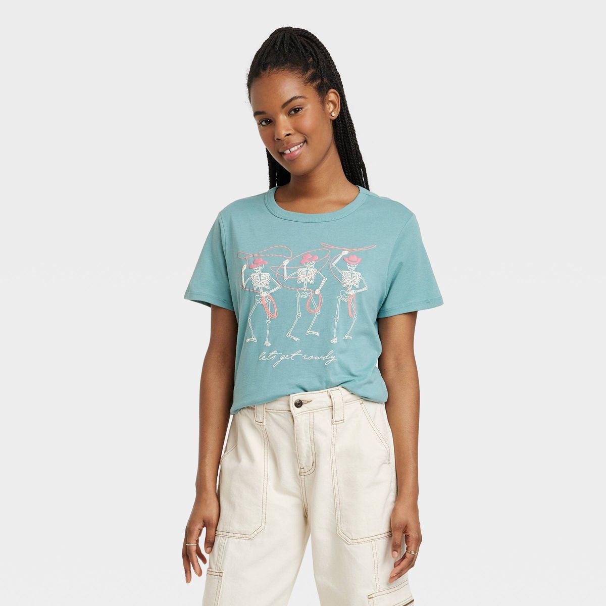 Women's Lets Get Rowdy Short Sleeve T-Shirt - Green L | Target