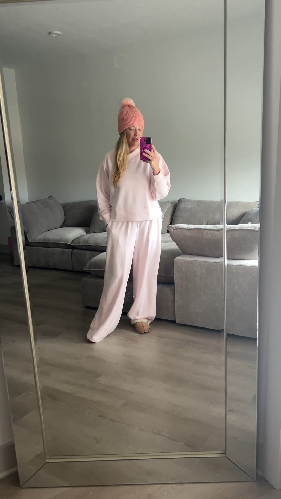 Light pink sweatshirt & pant matching set - ON SALE - $35 each 

Sz Guide: I’m wearing Large top & XL LONG bottoms. I’m 5’10” 190 lb 

#LTKPlusSize #LTKMidsize #LTKTall