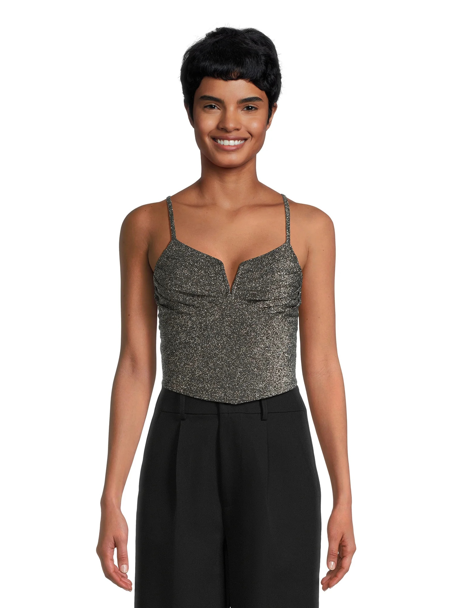 Madden NYC Women's Metallic Pleated Cami Top, Sizes XS-XXXL | Walmart (US)