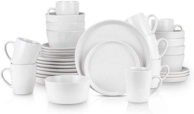 Stone Lain Albie 32-Piece Dinnerware Set Stoneware, White Speckled | Amazon (US)