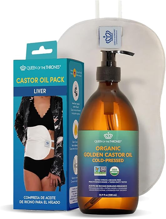 QUEEN OF THE THRONES Castor Oil Pack for Liver Kit - Heatless, Less-Mess, Reusable - Organic Cott... | Amazon (US)