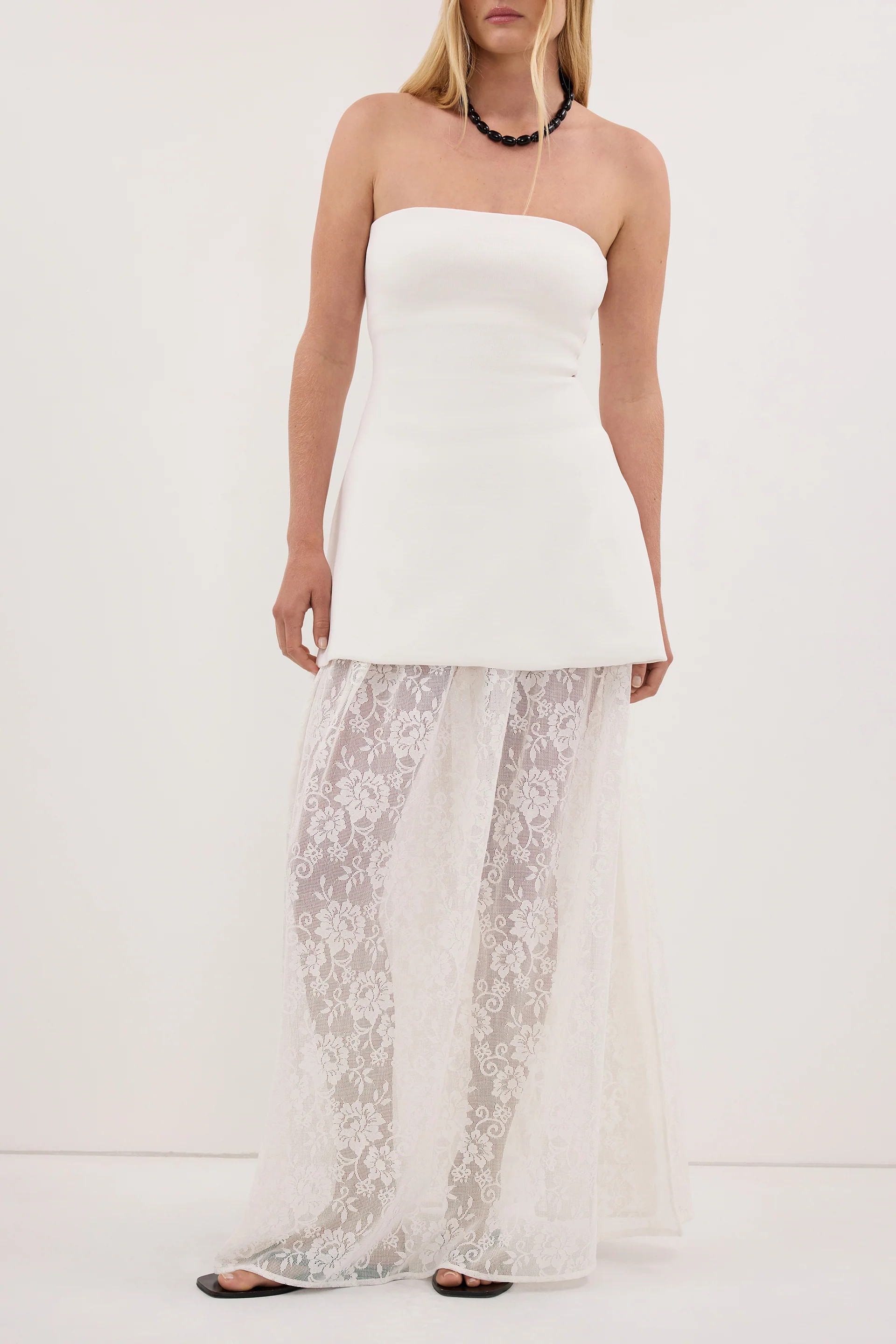 ANYA WHITE LACE MAXI SKIRT | DISSH