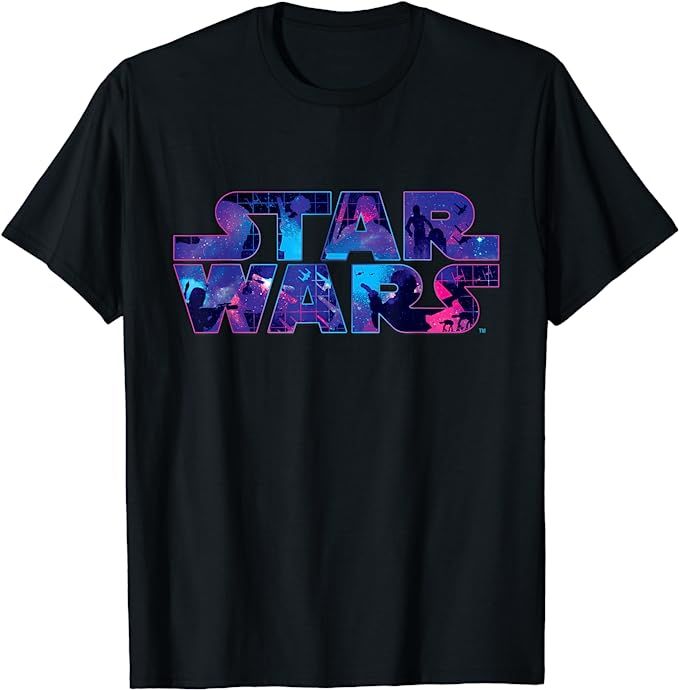 Star Wars Logo Retro 90s Twinkling Stars T-Shirt | Amazon (US)