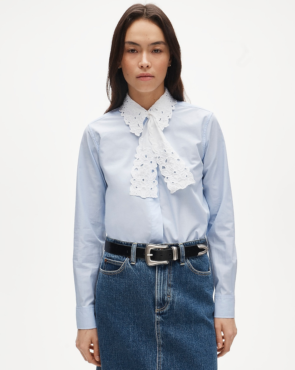Jules classic-fit eyelet tie-neck shirt | J. Crew US