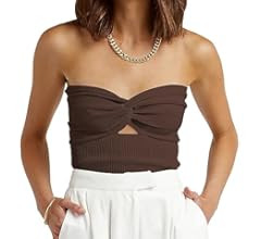Women Strapless Crop Tube Top Sexy Ribbed Knit Cutout Twisted Knot Front Sleeveless Y2K Corset Ta... | Amazon (US)