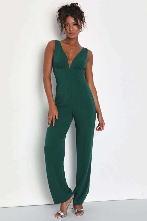 Feeling Exquisite Emerald Green V-Neck Sleeveless Jumpsuit | Lulus (US)