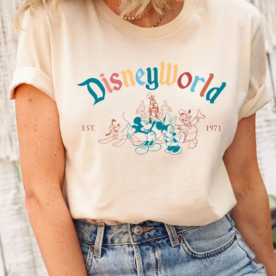 Mickey and Friends Disneyworld Est 1971 T-shirt, Disney Family Vacation Tee, Minnie Donald Pluto ... | Etsy (US)