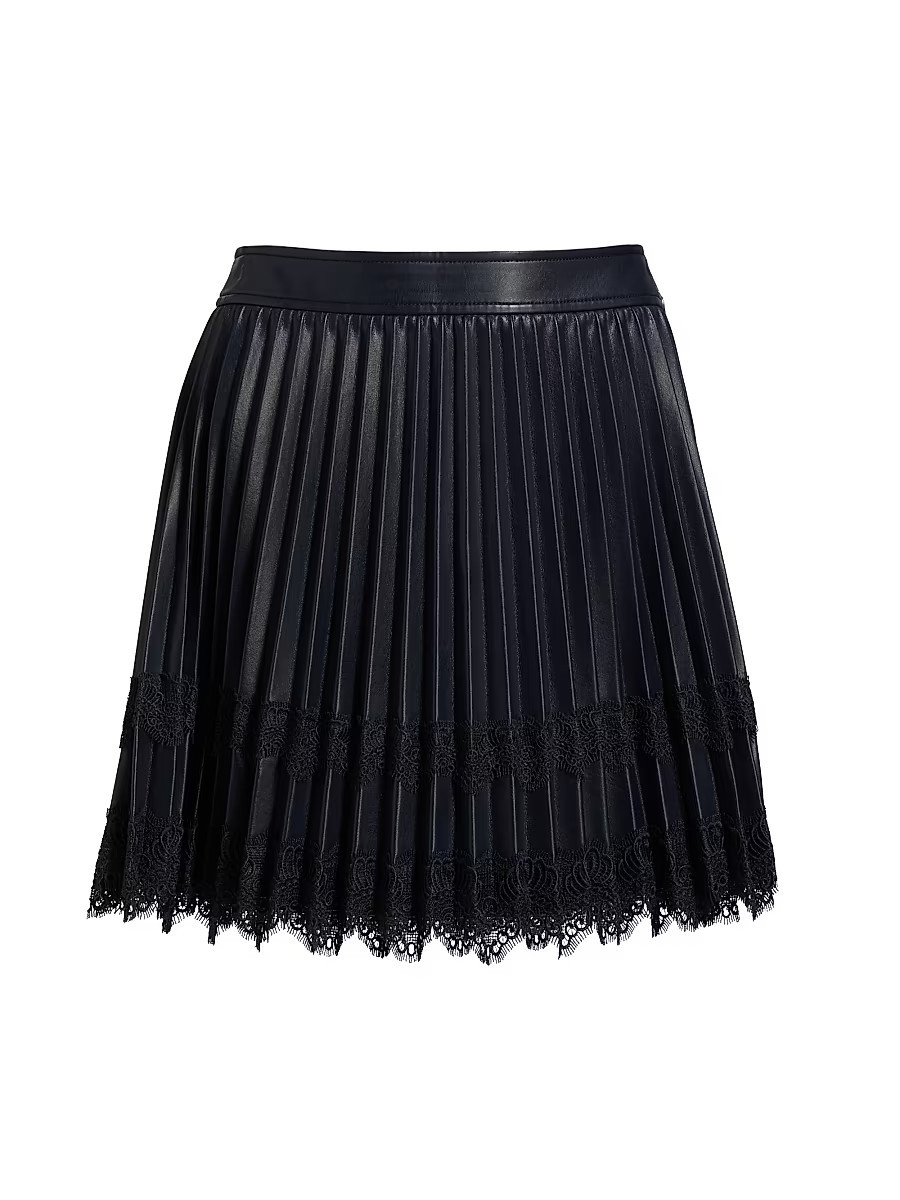 Women's Laney Faux Leather Pleated Miniskirt - Navy - Size 4 | Saks Fifth Avenue