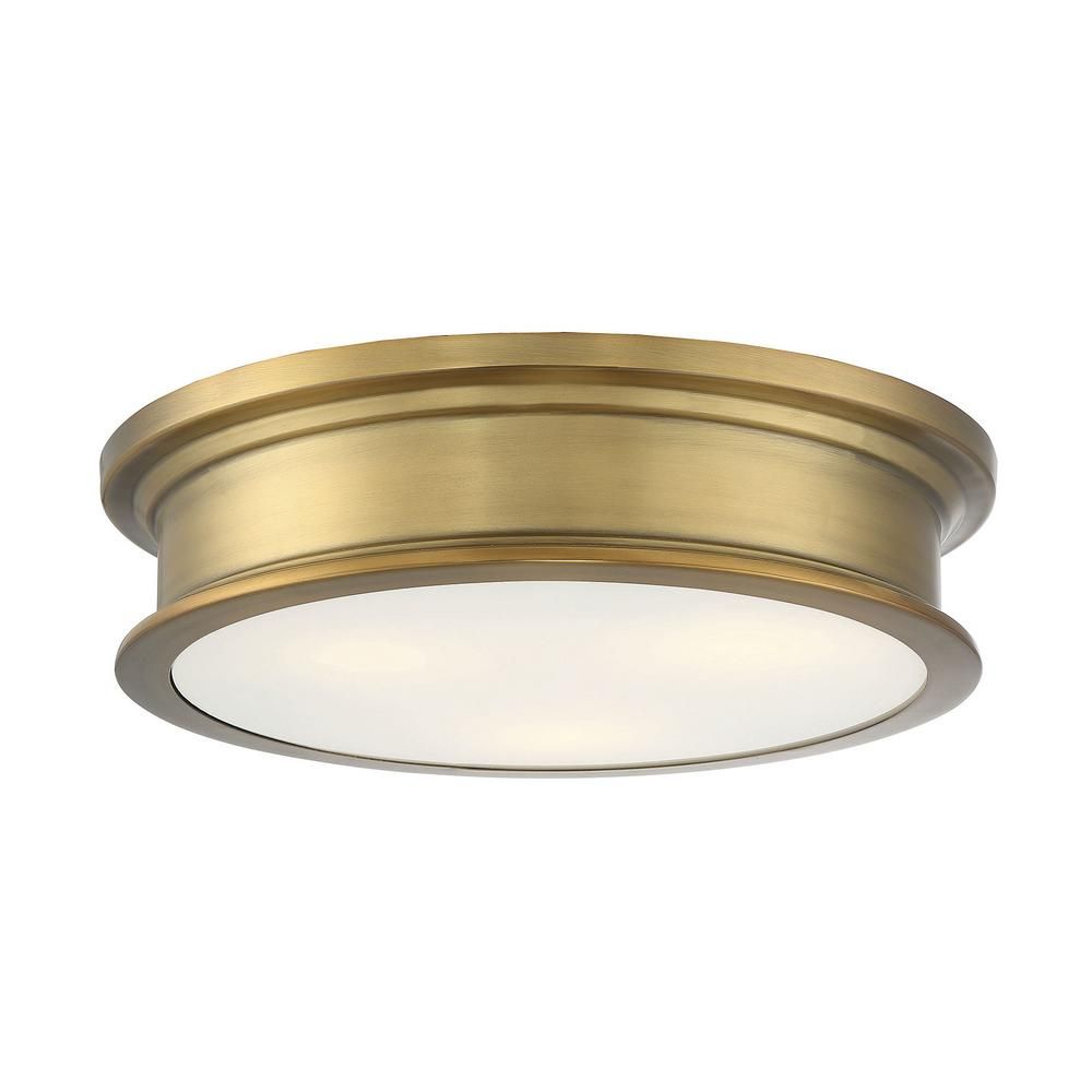 Filament Design 16 in. 3-Light Warm Brass Flush Mount with White Opal Glass-CLI-SH282744 - The Ho... | The Home Depot