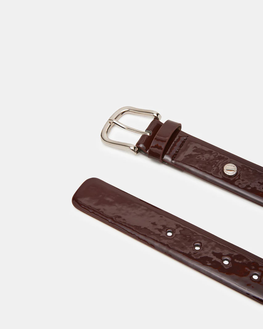CLASSIC PATENT Belt Wine | Women's Patent Finish Belt | Steve Madden (US)