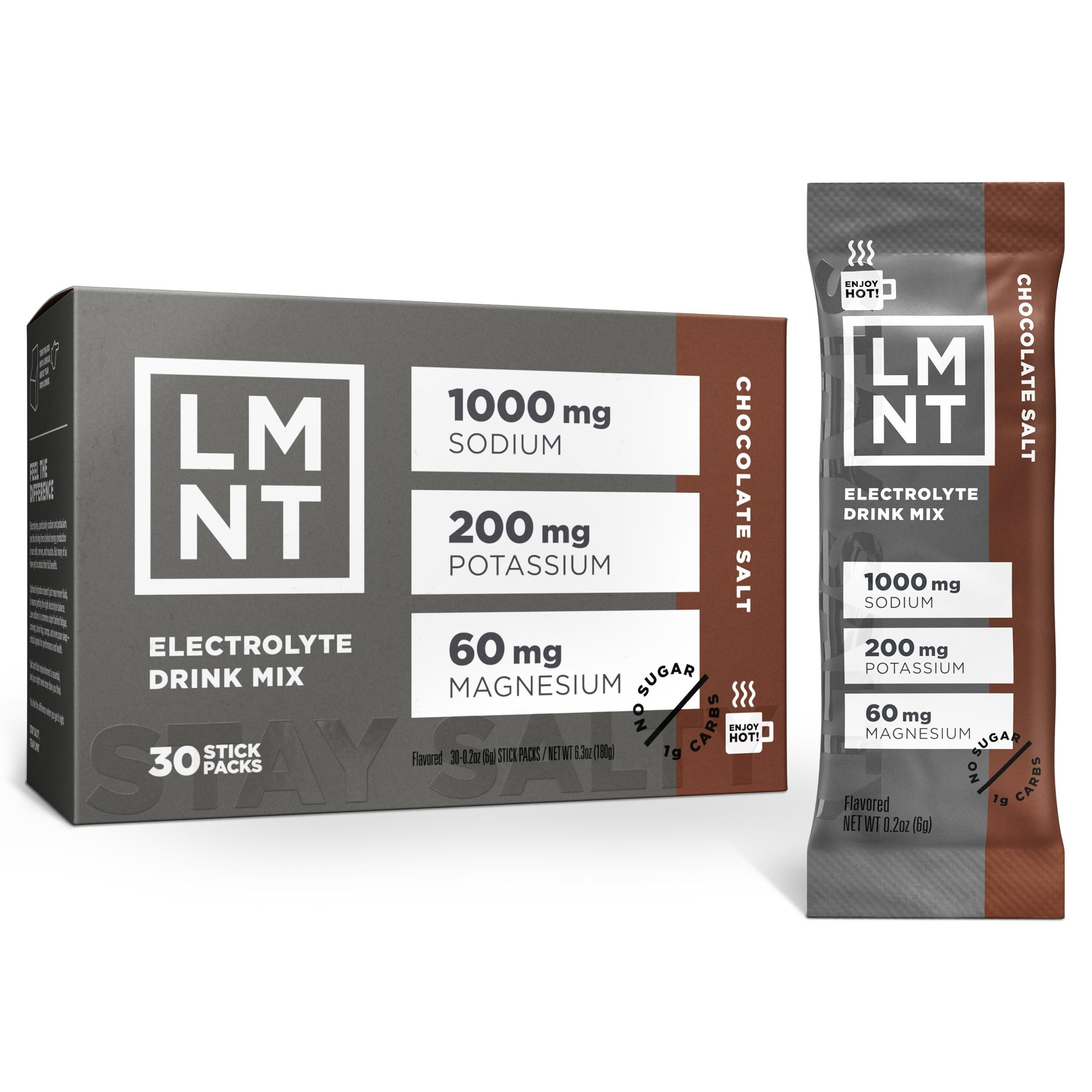 LMNT Zero Sugar Hot Chocolate or Coffee Mixer - Chocolate Salt | Drink Mix | 30-Count | Amazon (US)