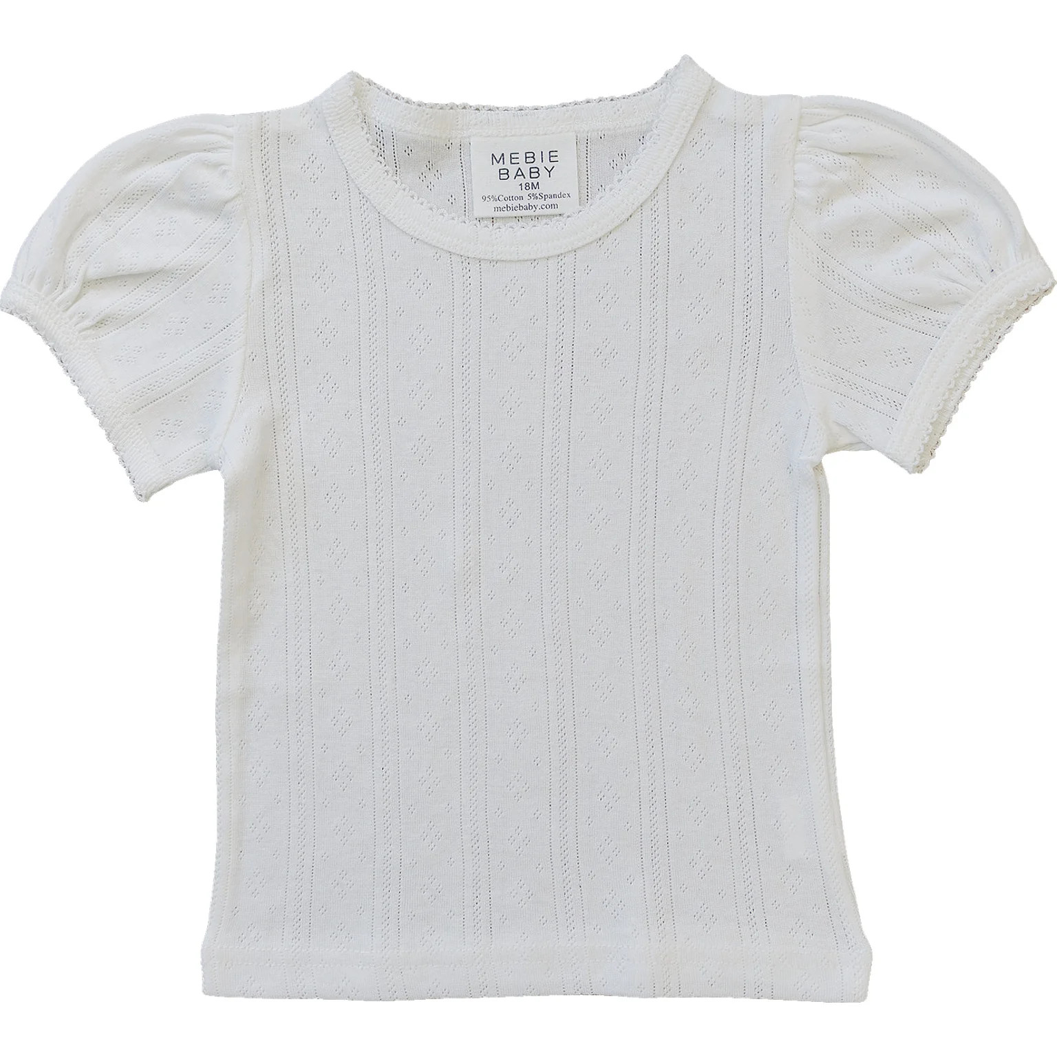 White Pointelle Tee | Mebie Baby