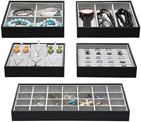 Amazon.com: Stackable Jewelry Organizer Trays Accessories Storage Box for Drawer Dresser Wardrobe... | Amazon (US)