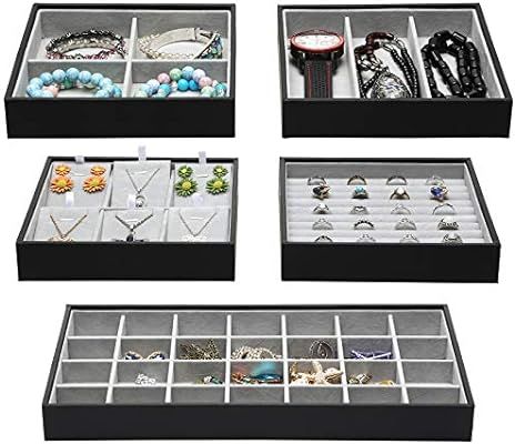Amazon.com: Stackable Jewelry Organizer Trays Accessories Storage Box for Drawer Dresser Wardrobe... | Amazon (US)