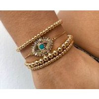 Evil Eye Bracelet, Evil Eye Dainty Bracelet Set or Singles, Dainty Gold Bracelet, Layered Bracelet, Good Luck Bracelet | Etsy (US)