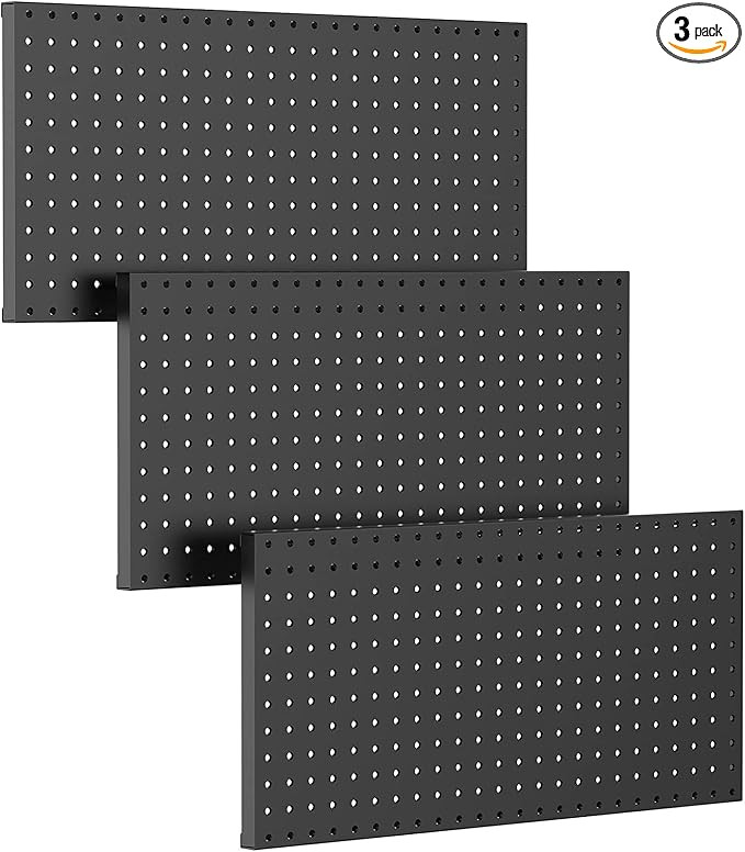 TORACK 3 pcs Metal Pegboard Panels for Wall Garage Utility Tools Storage Pegboard for Workbench, ... | Amazon (US)