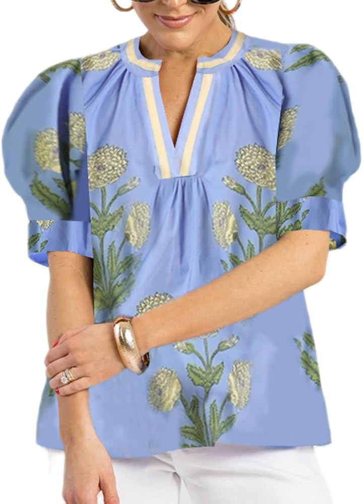 Y2k Women Boho Floral Babydoll Crop Tops Ruffle Flutter Short Sleeve Peplum Blouses V Neck Flowy ... | Amazon (US)