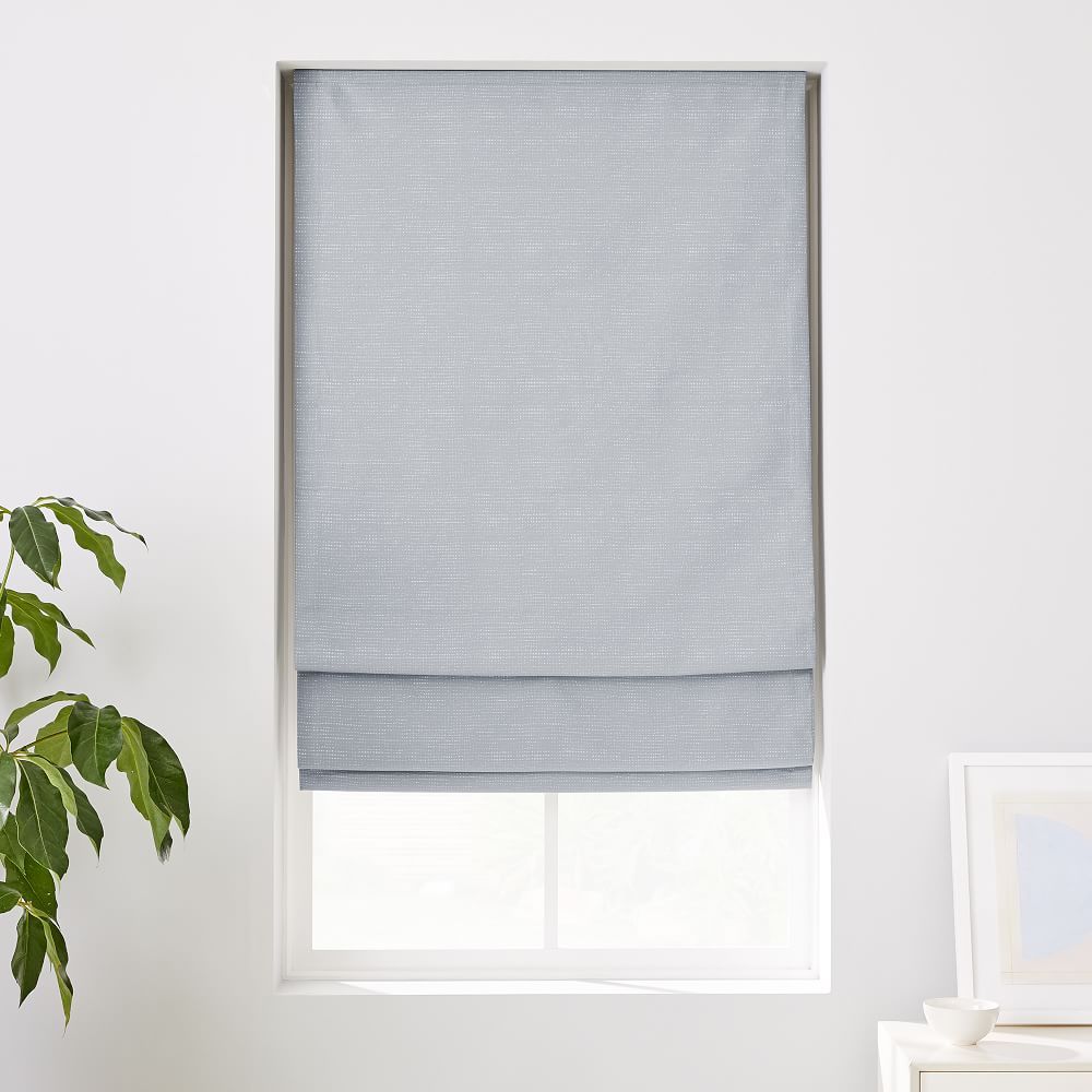 Custom Size Distressed Dot Cordless Roman Shade &amp; Blackout Lining | West Elm (US)