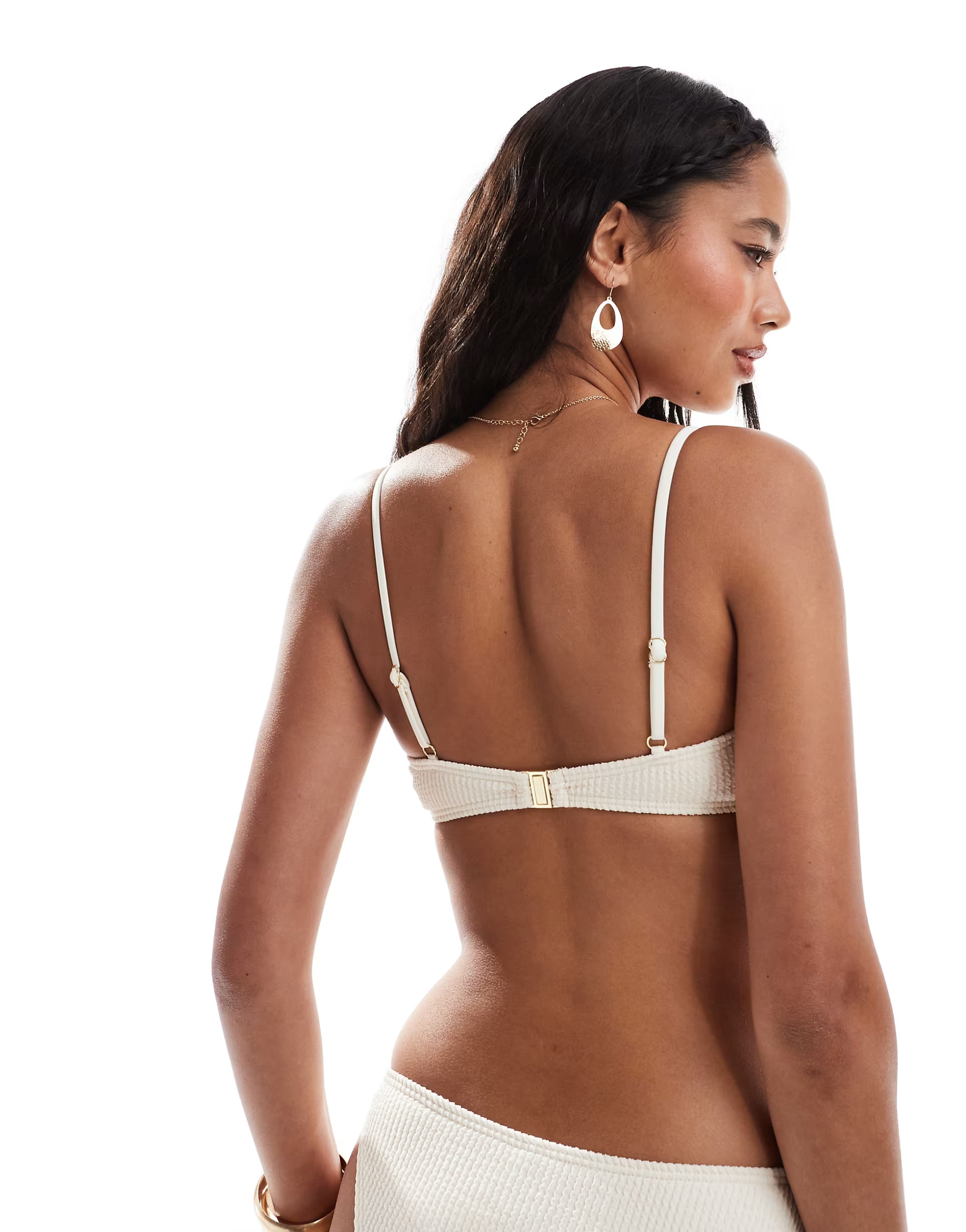 South Beach essentials crinkle knot front bikini top in coconut | ASOS | ASOS (Global)