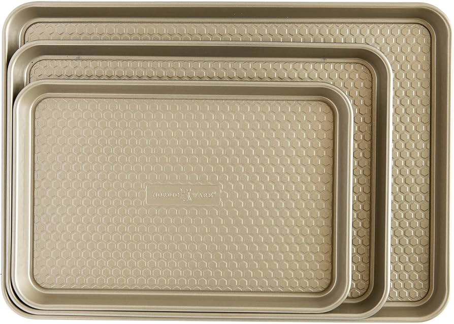 Nordic Ware Honeycomb Embossed Nonstick Baking Sheets, Gold, 3-Pans | Amazon (US)