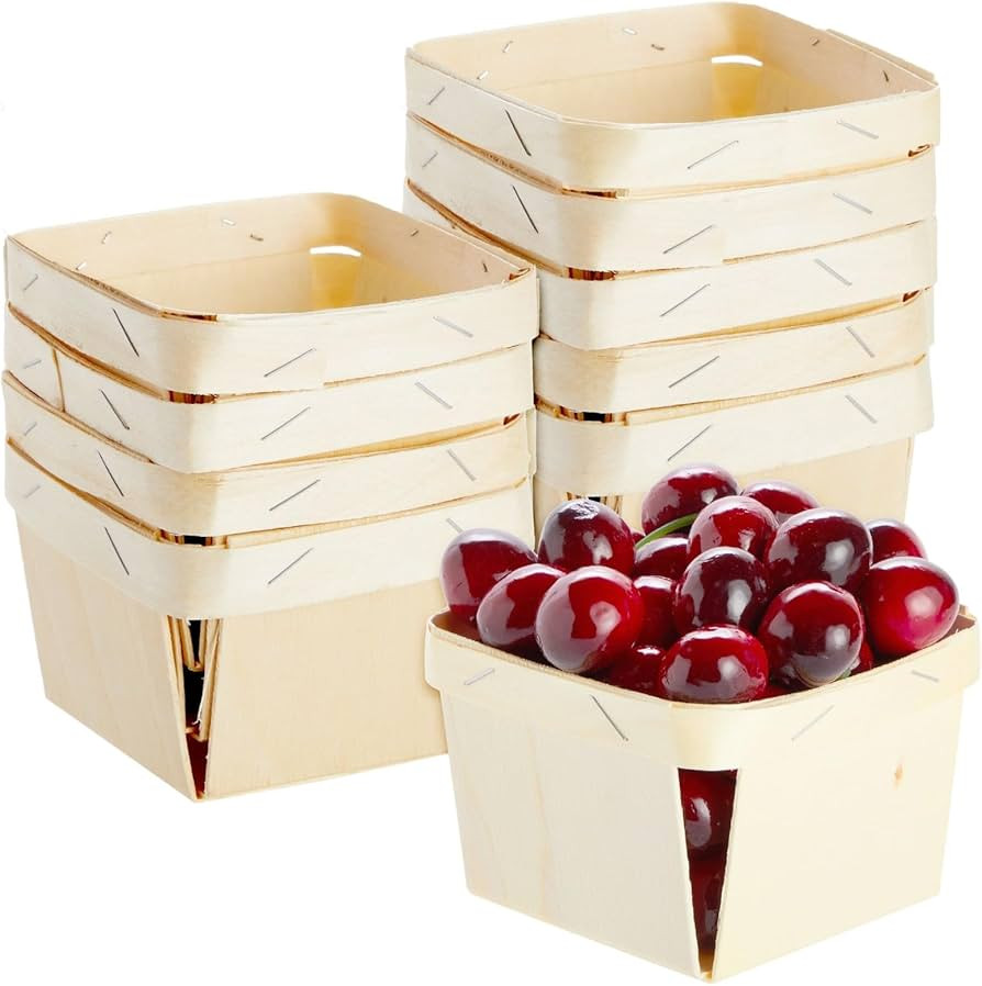 Bright Creations Berry Basket - 10-Pack, 1-Pint, 4-Inch Square, Natural Wood - Produce Boxes | Amazon (US)