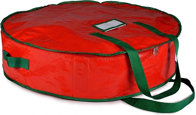 Christmas Wreath Storage Bag - 24" X 7" - Durable Tarp Material, Zippered, Reinforced Handle and ... | Amazon (US)