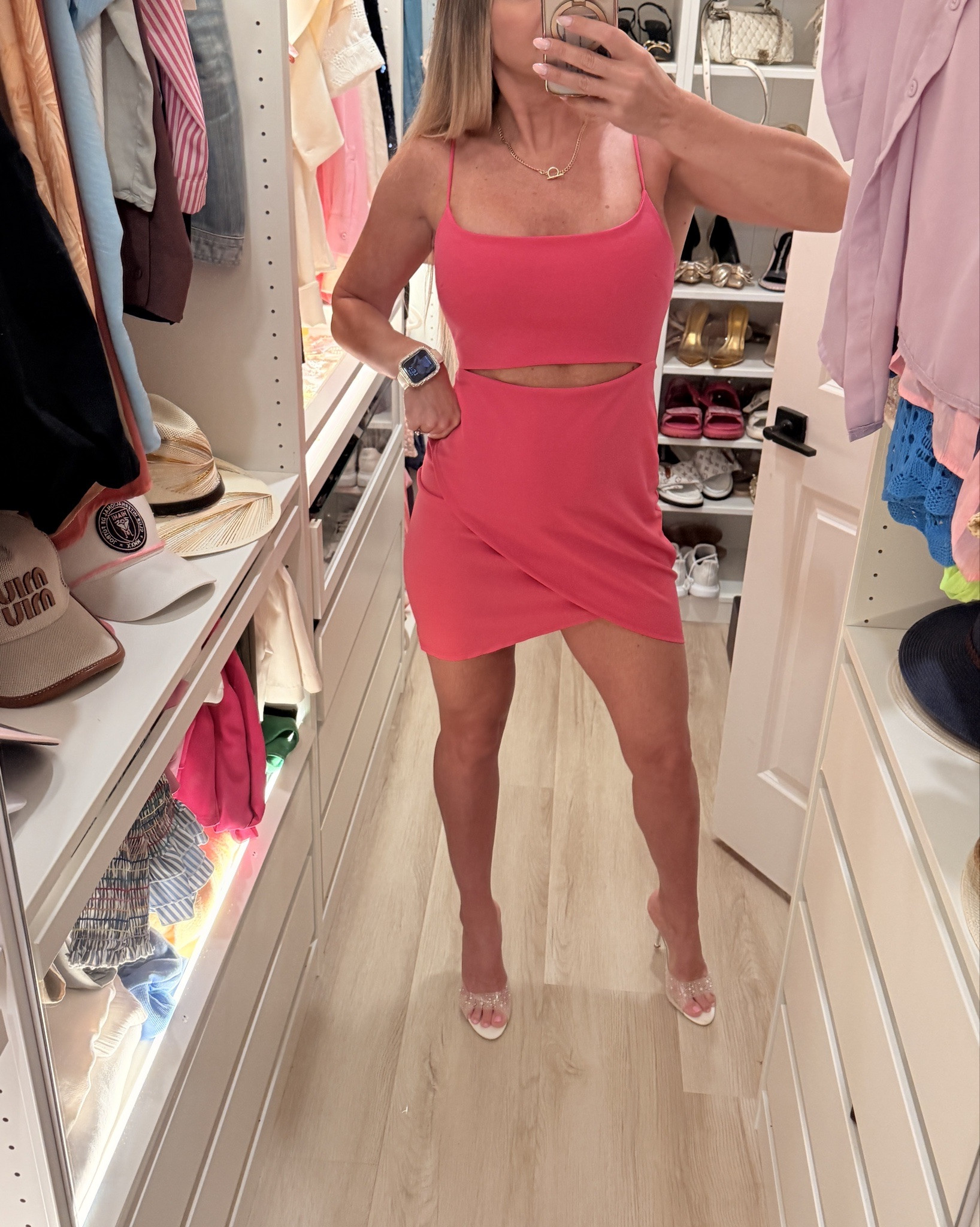 Hot pink mini dress with cut out. 

#LTKU #LTKSaleAlert